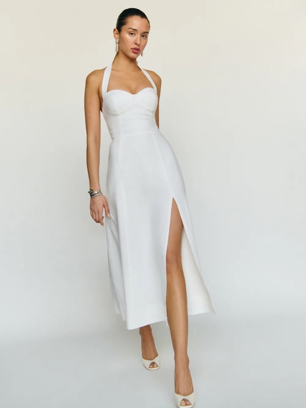 Reformation Tala Linen Dress Ivory - Size 6